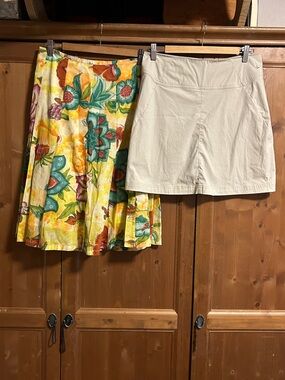 Ojai Yellow Floral Cotton Skirt & Royal Robbins Skort, size 6